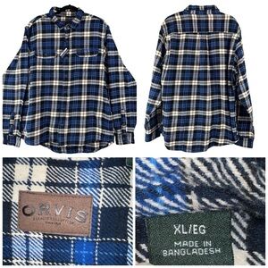 Orvis Mens XL Rugged Flannel Glen Plaid Shacket Country Western Rodeo Outdoor